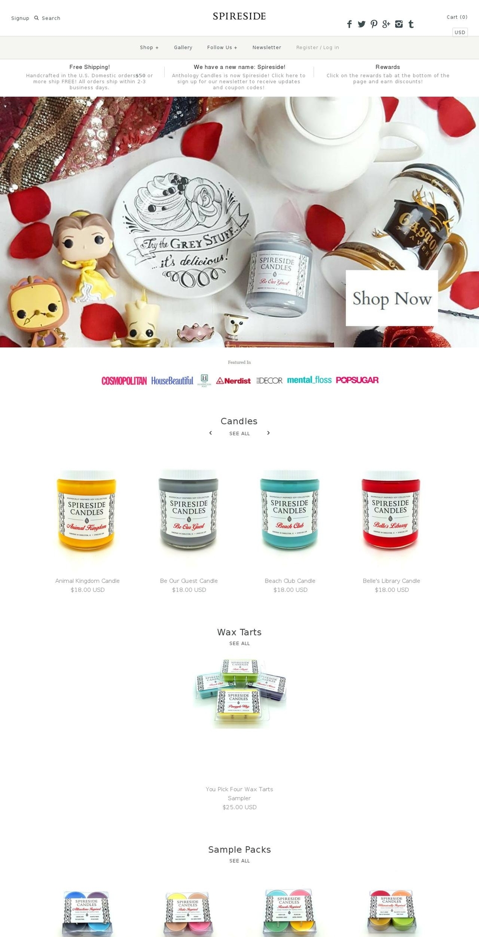anthologycandles.com shopify website screenshot