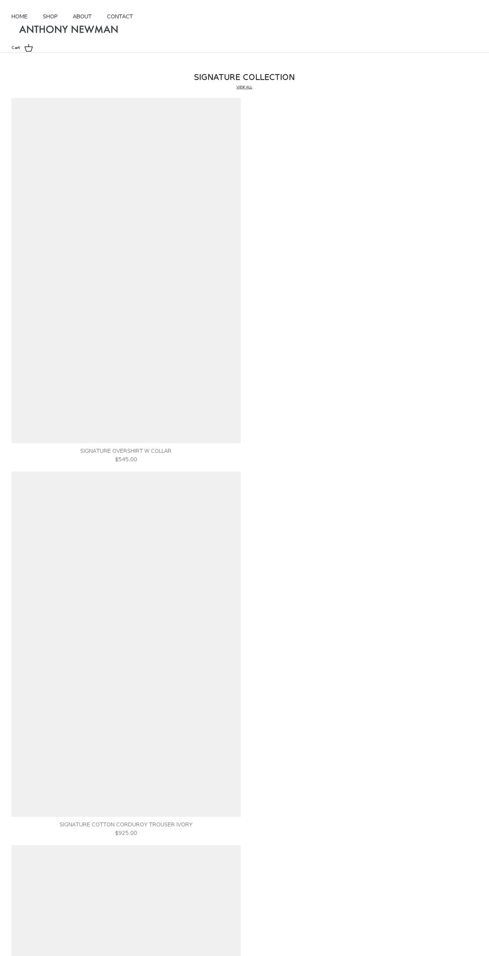 anthony-newman.com shopify website screenshot