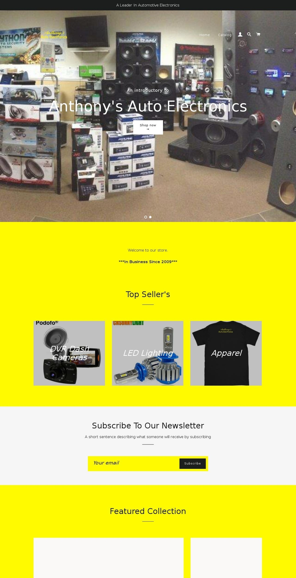 anthonys-auto-electronics.com — Shopify storefront screenshot