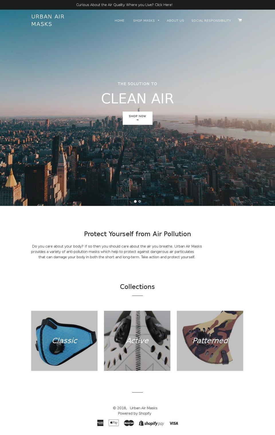 anti-pollutionmasks.com — Shopify storefront screenshot