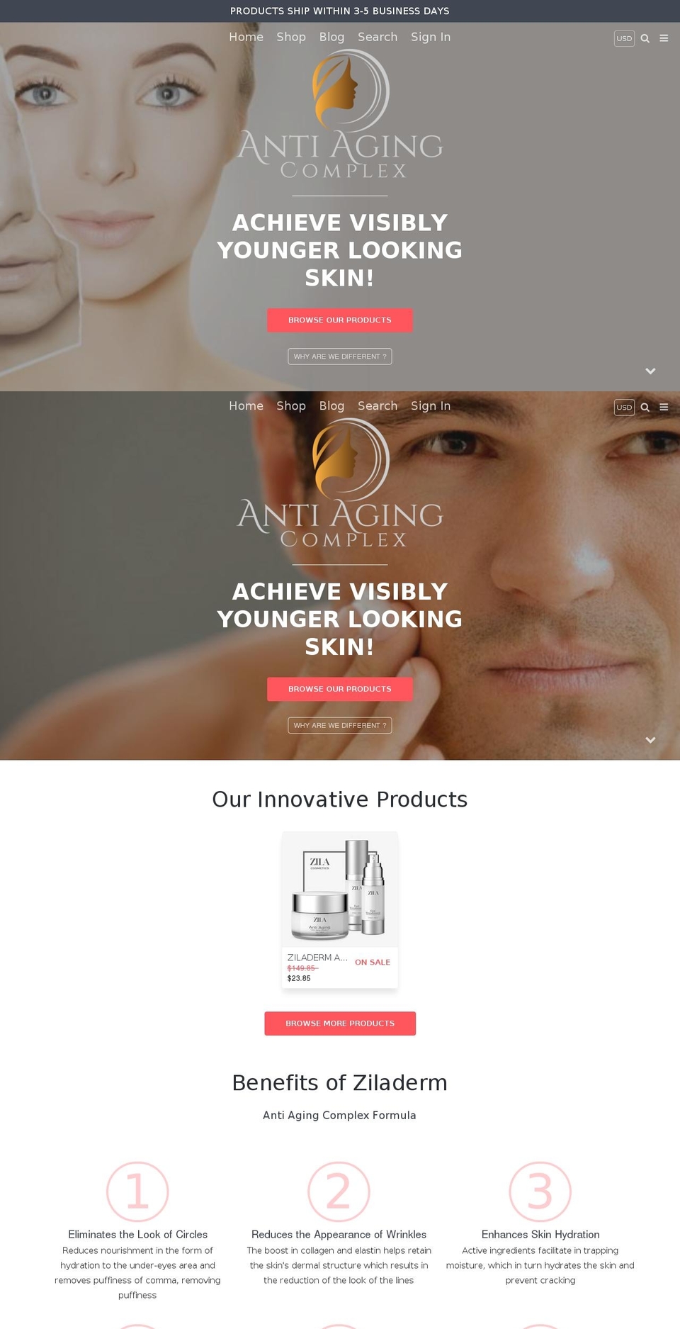 antiagingcomplex.com — Shopify storefront screenshot