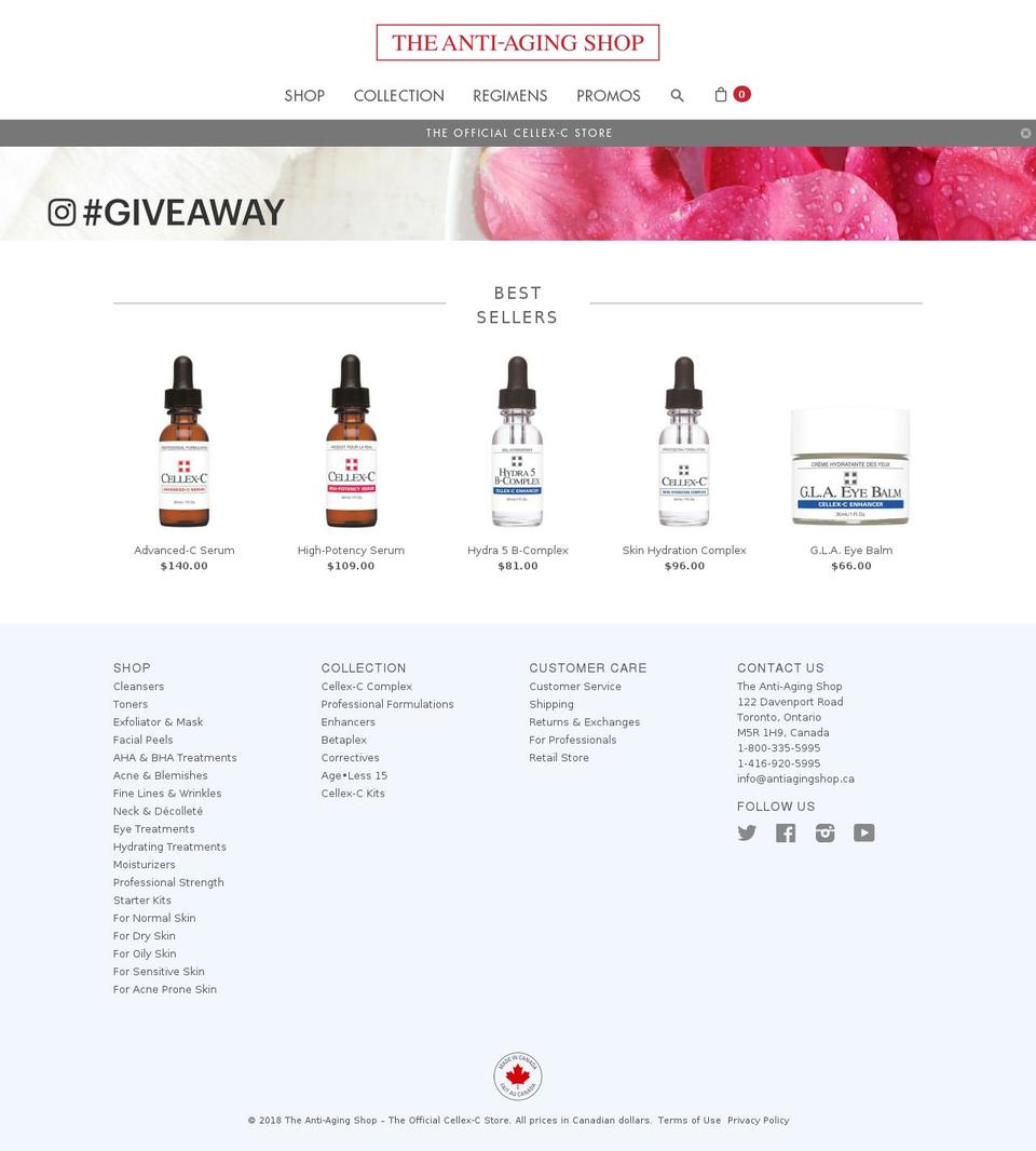 antiagingshop.ca shopify website screenshot