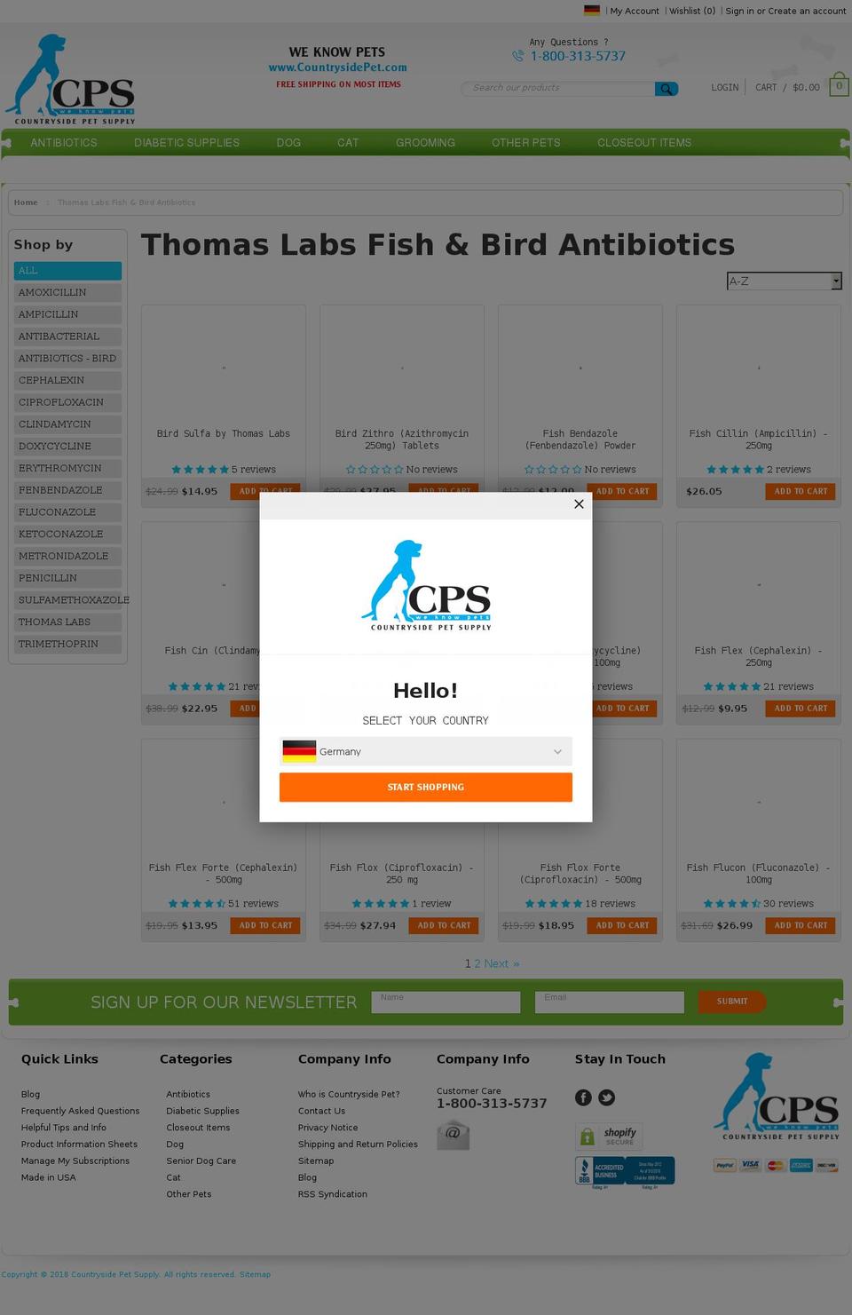 antibioticsforpets.com shopify website screenshot