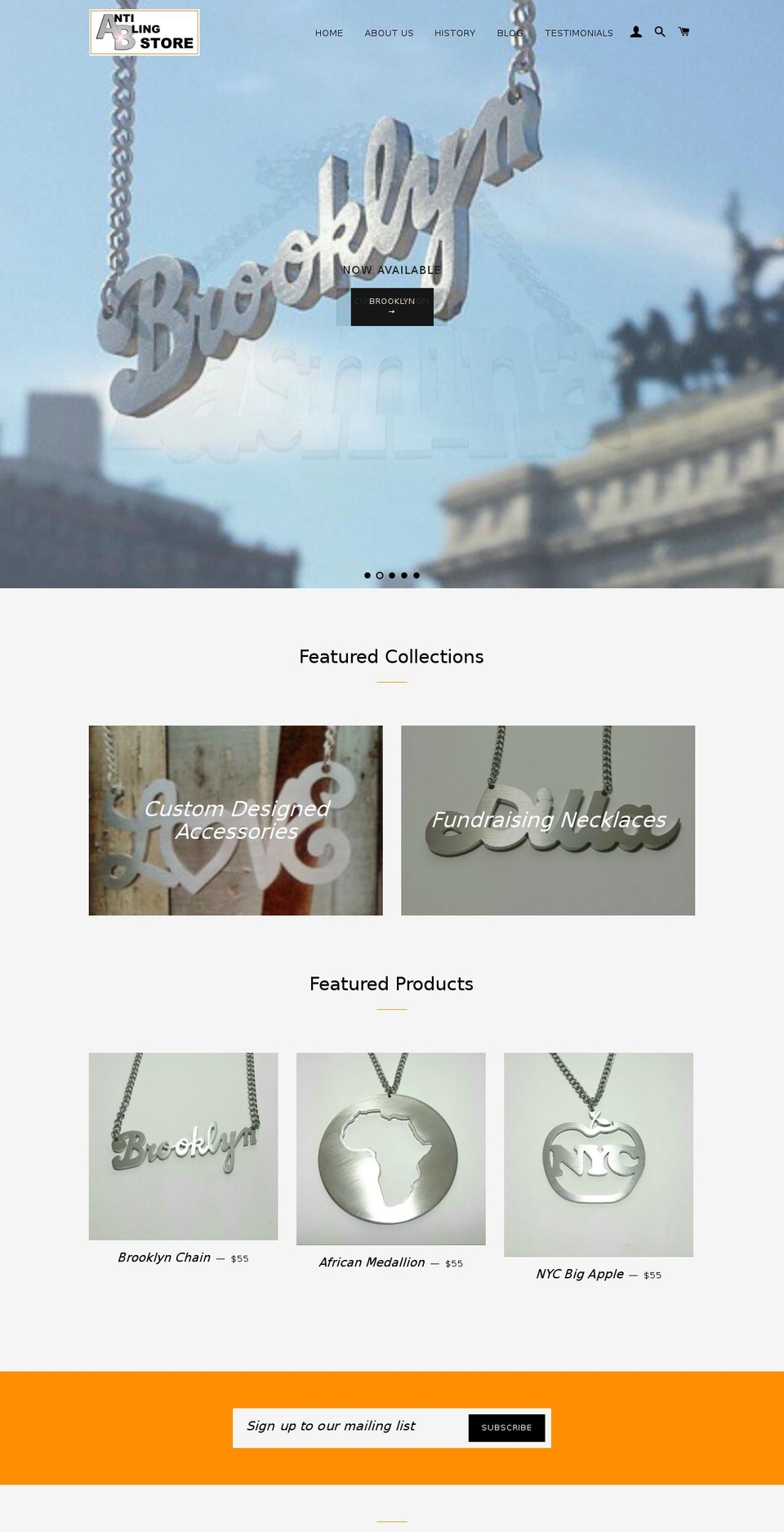antiblingstore.com shopify website screenshot