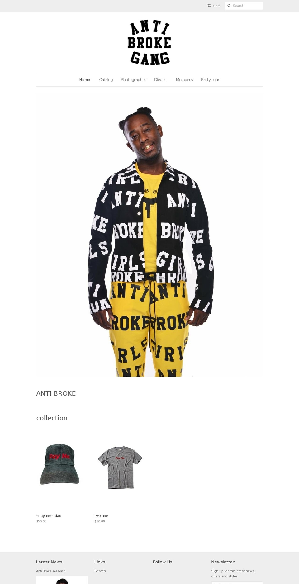 antibrokegang.com — Shopify storefront screenshot