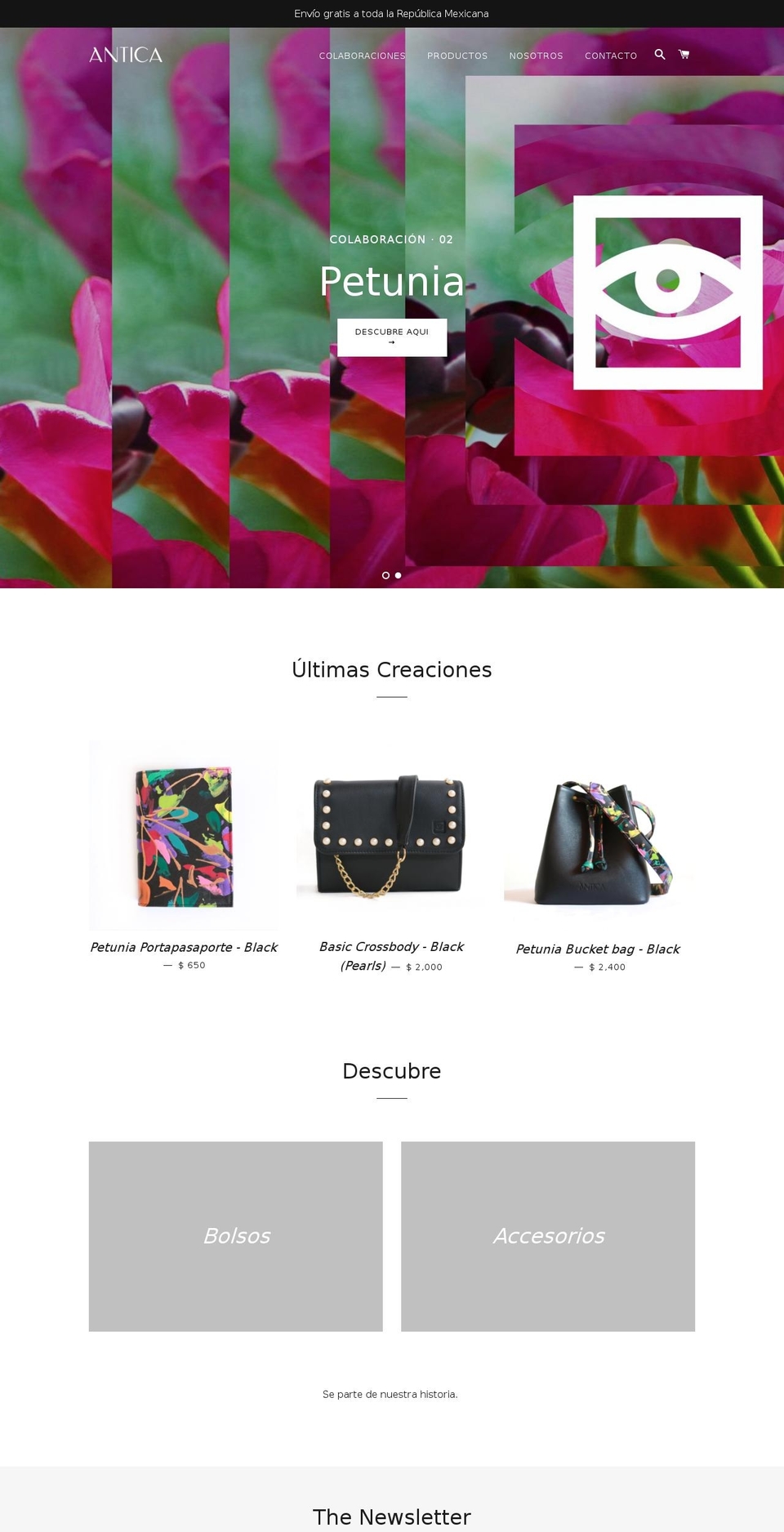 antica.com.mx shopify website screenshot