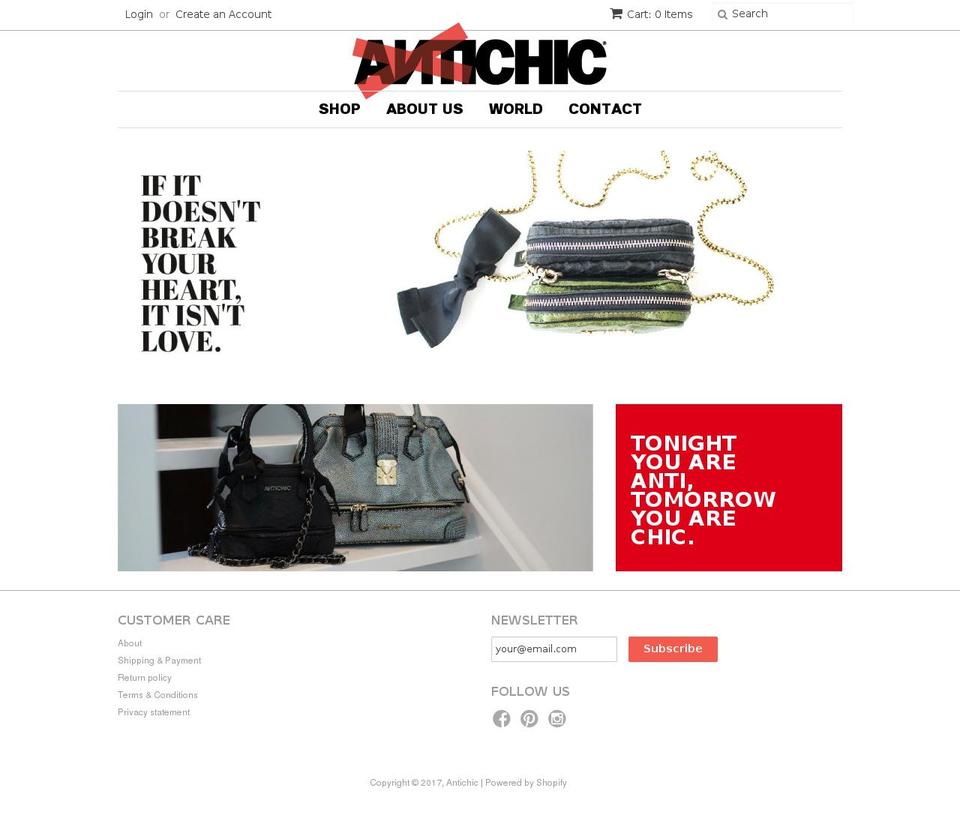 antichic.com shopify website screenshot