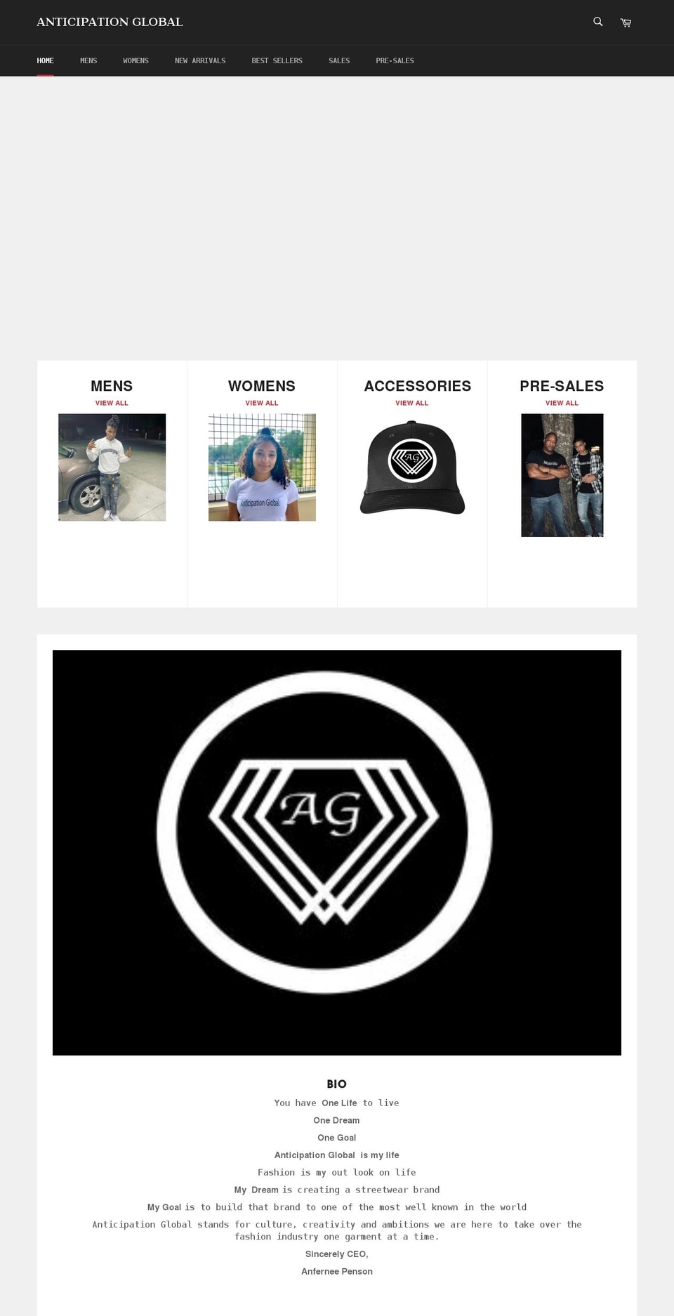 anticipationglobal.com shopify website screenshot