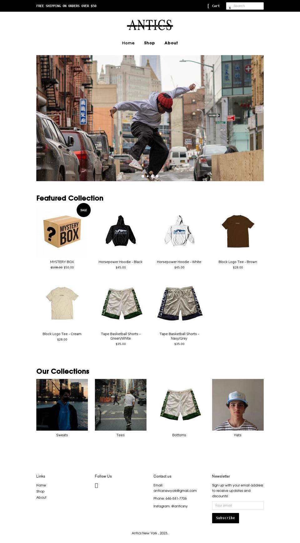 anticsnewyork.com shopify website screenshot
