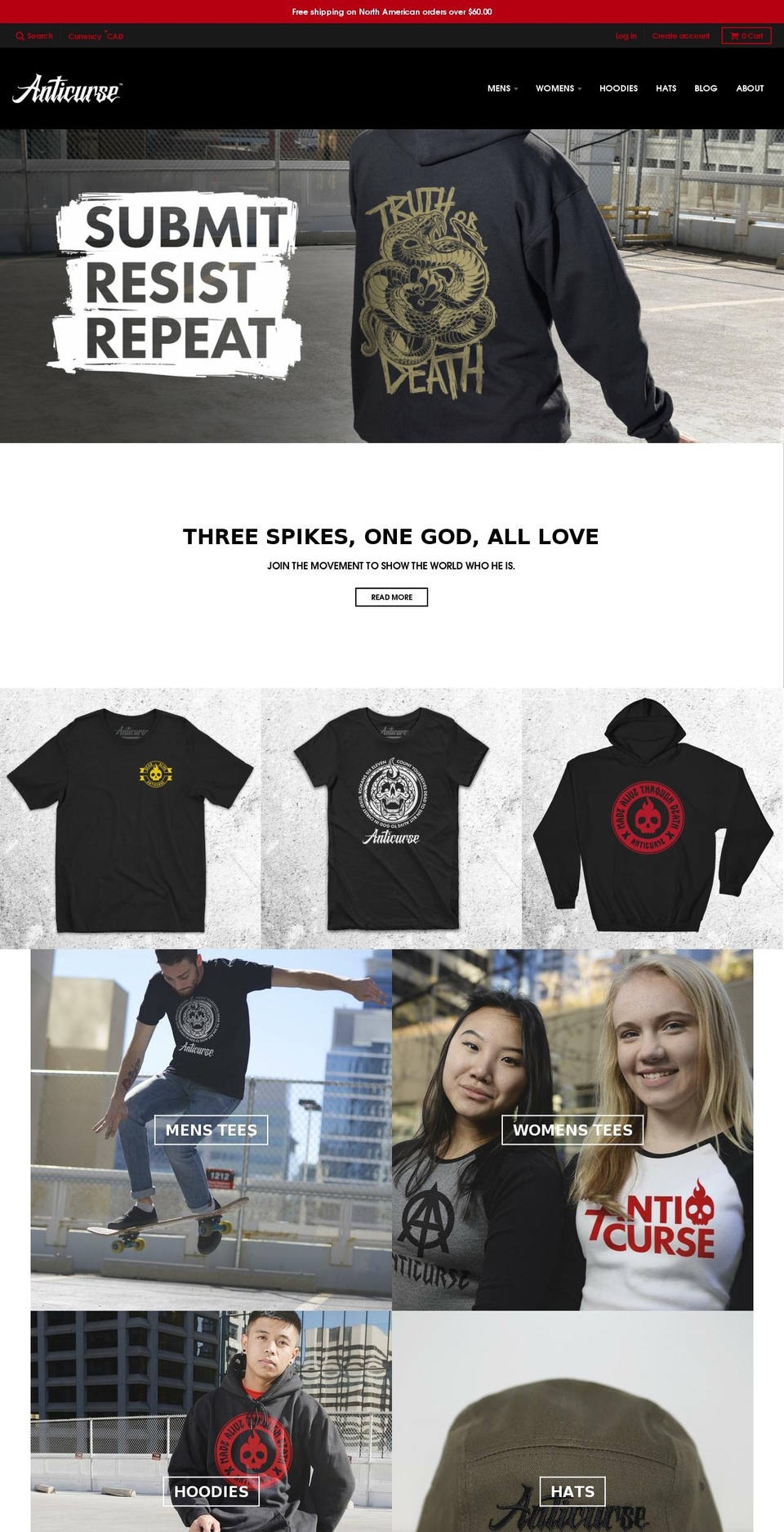 anticurseapparel.com shopify website screenshot