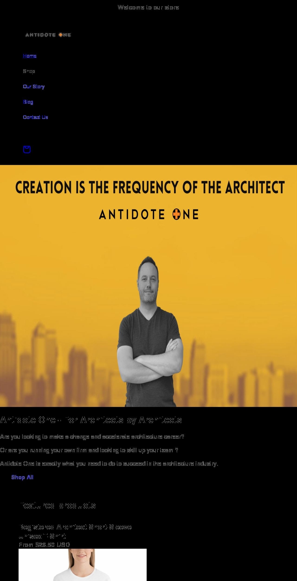 antidoteone.com shopify website screenshot