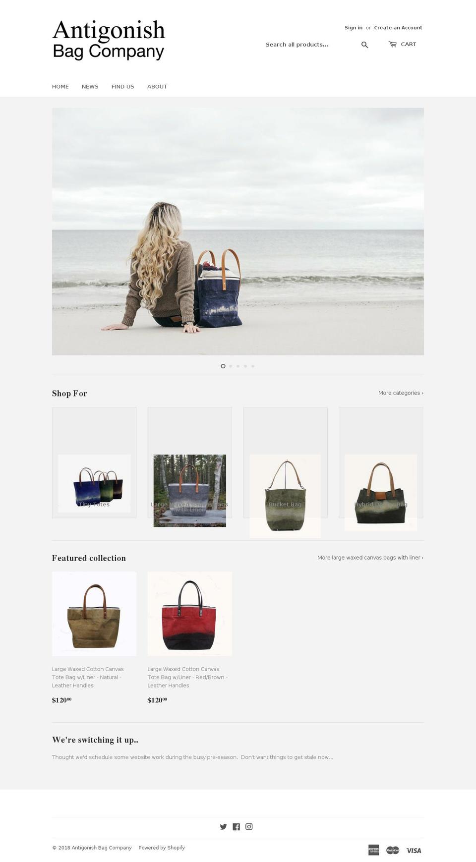 antigonishbag.com shopify website screenshot