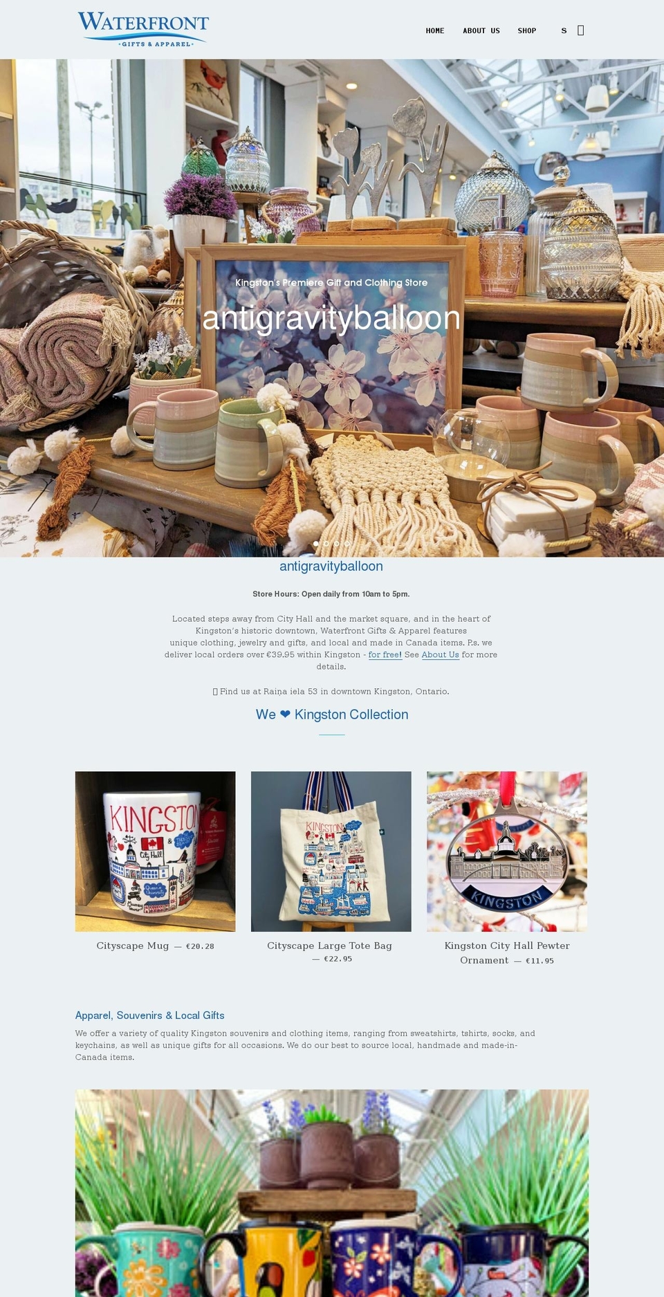 antigravityballoon.com shopify website screenshot