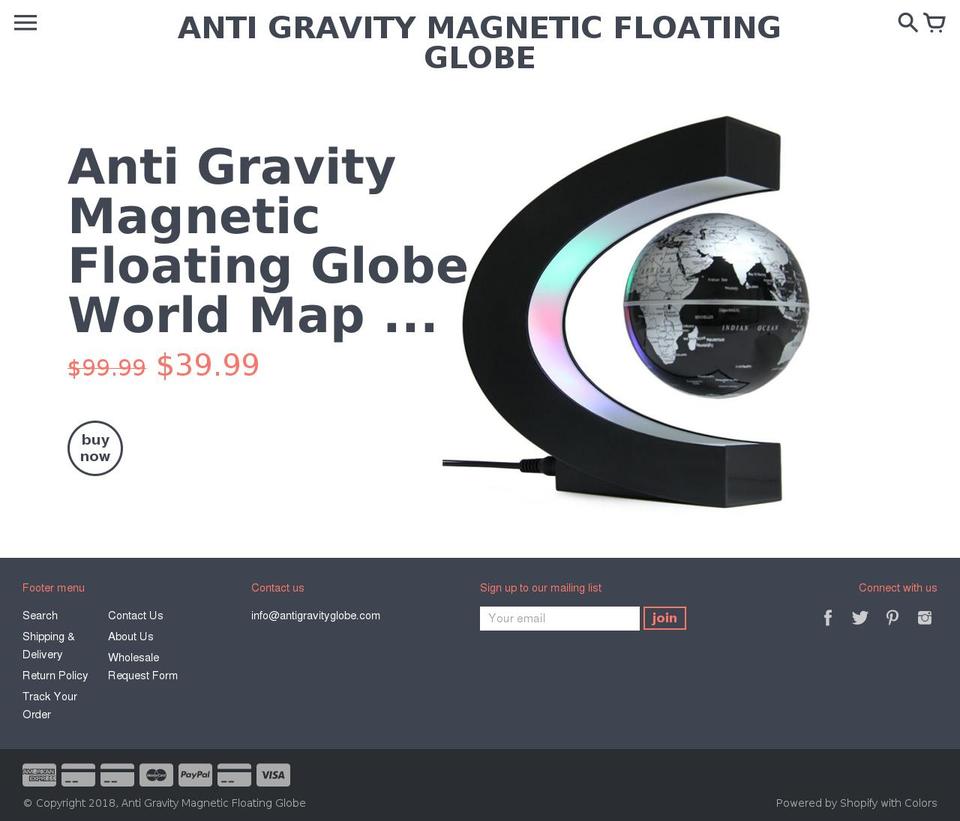 color Shopify theme site example antigravityglobe.com