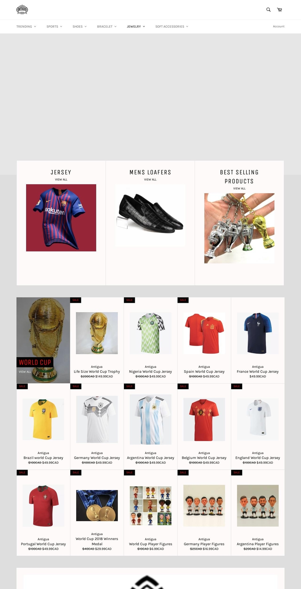 antiguajewelry.com shopify website screenshot