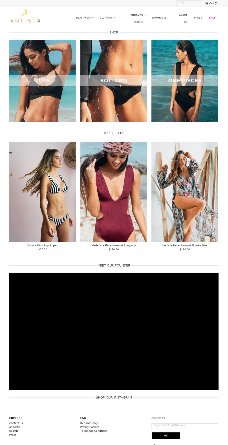 antiguaswimwear.online shopify website screenshot