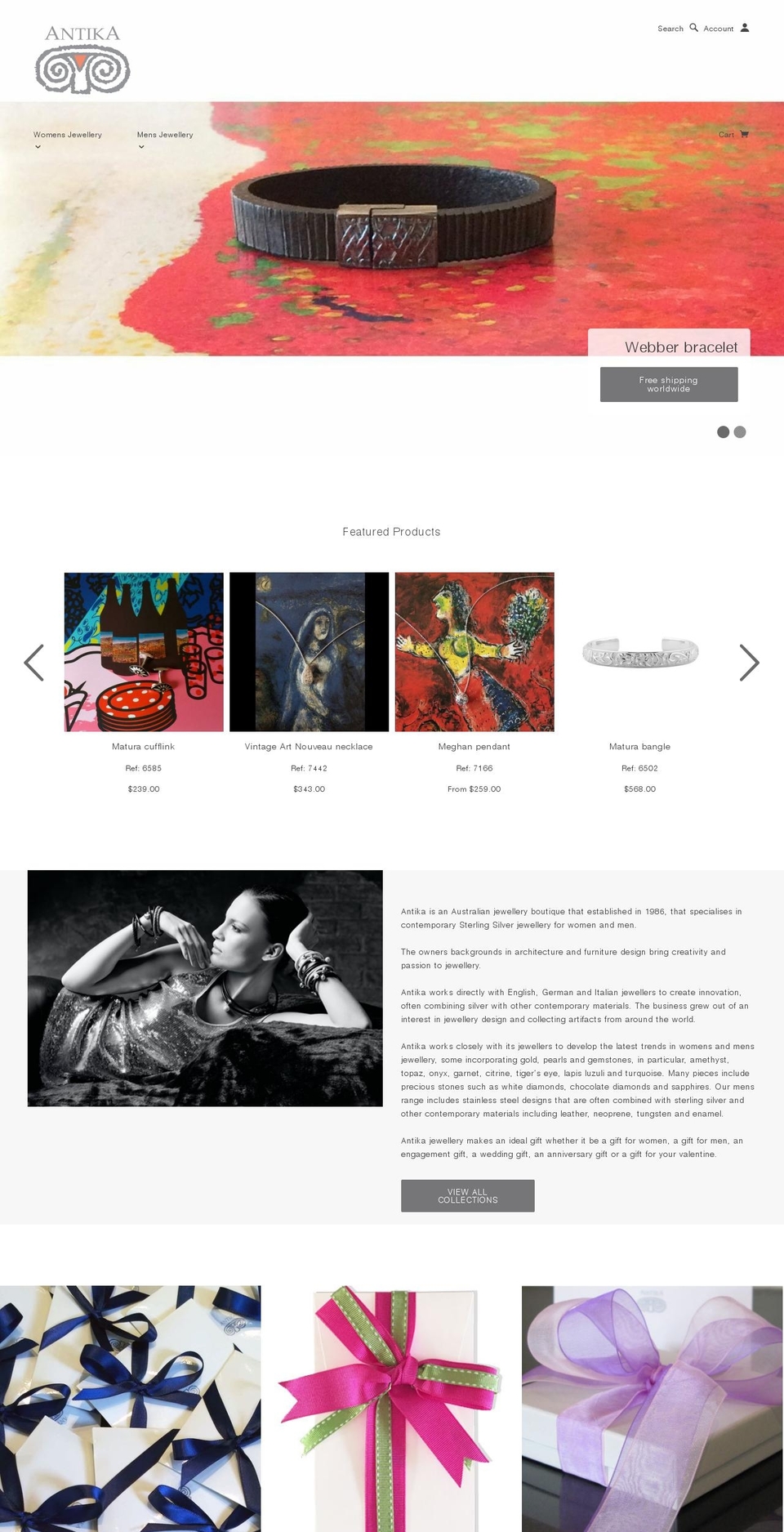 antikasilverjewellery.com shopify website screenshot