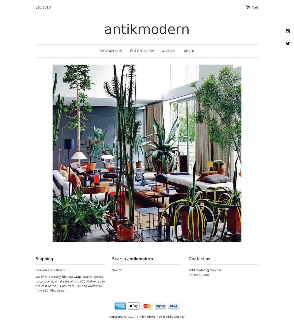 antikmodern.com shopify website screenshot
