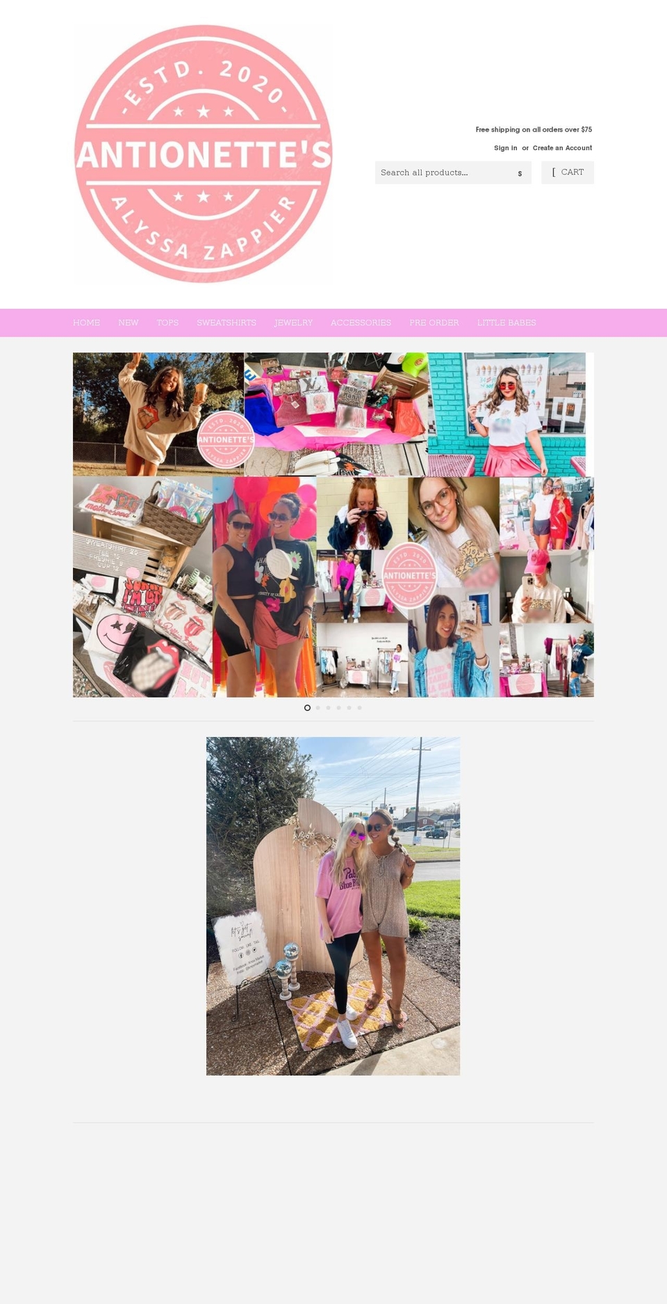 antionettesboutique.com shopify website screenshot