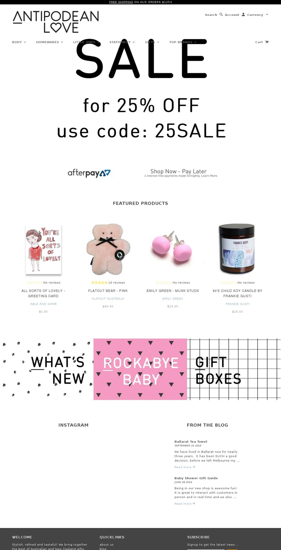 antipodeanlove.com shopify website screenshot