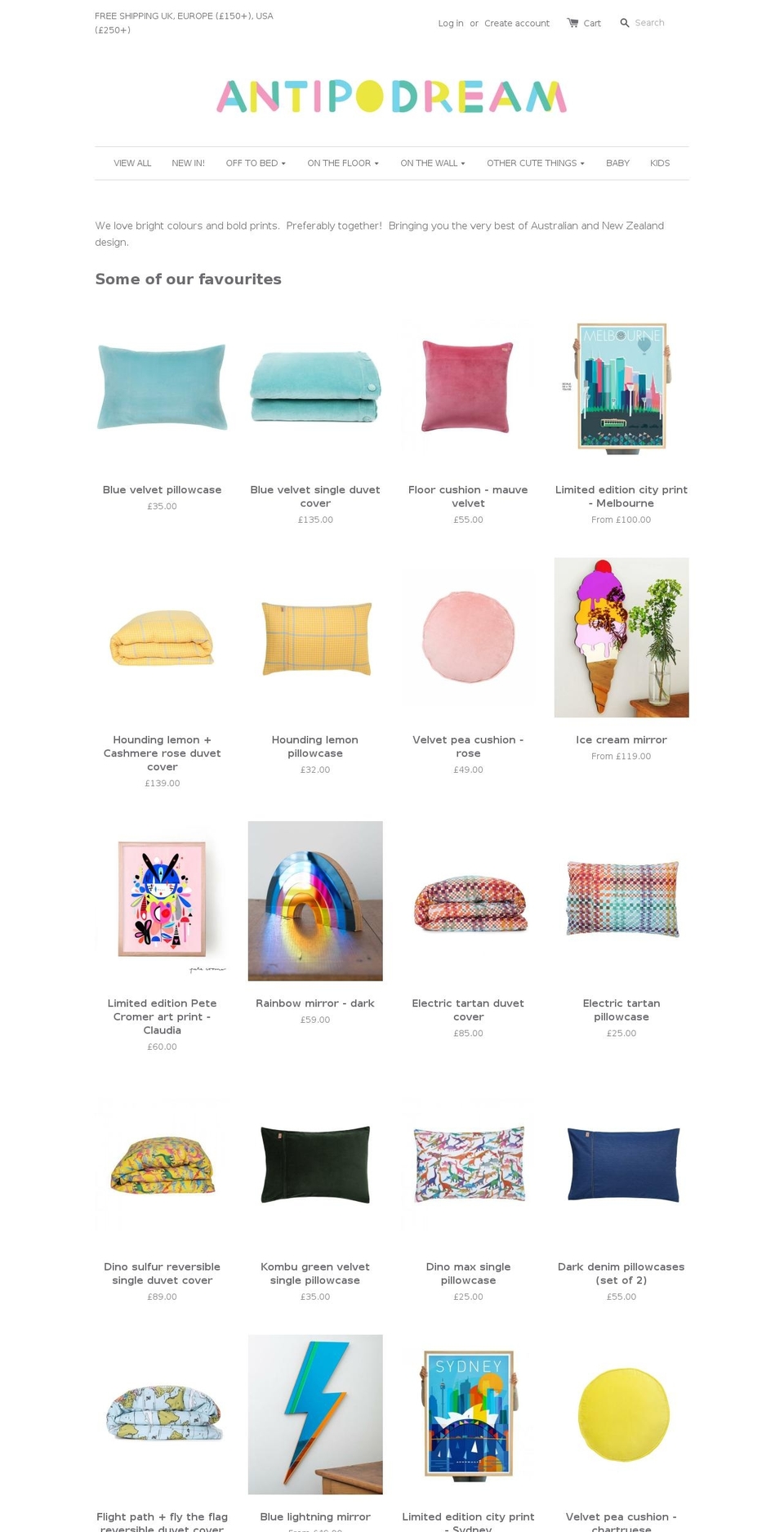 antipodream.co.uk shopify website screenshot