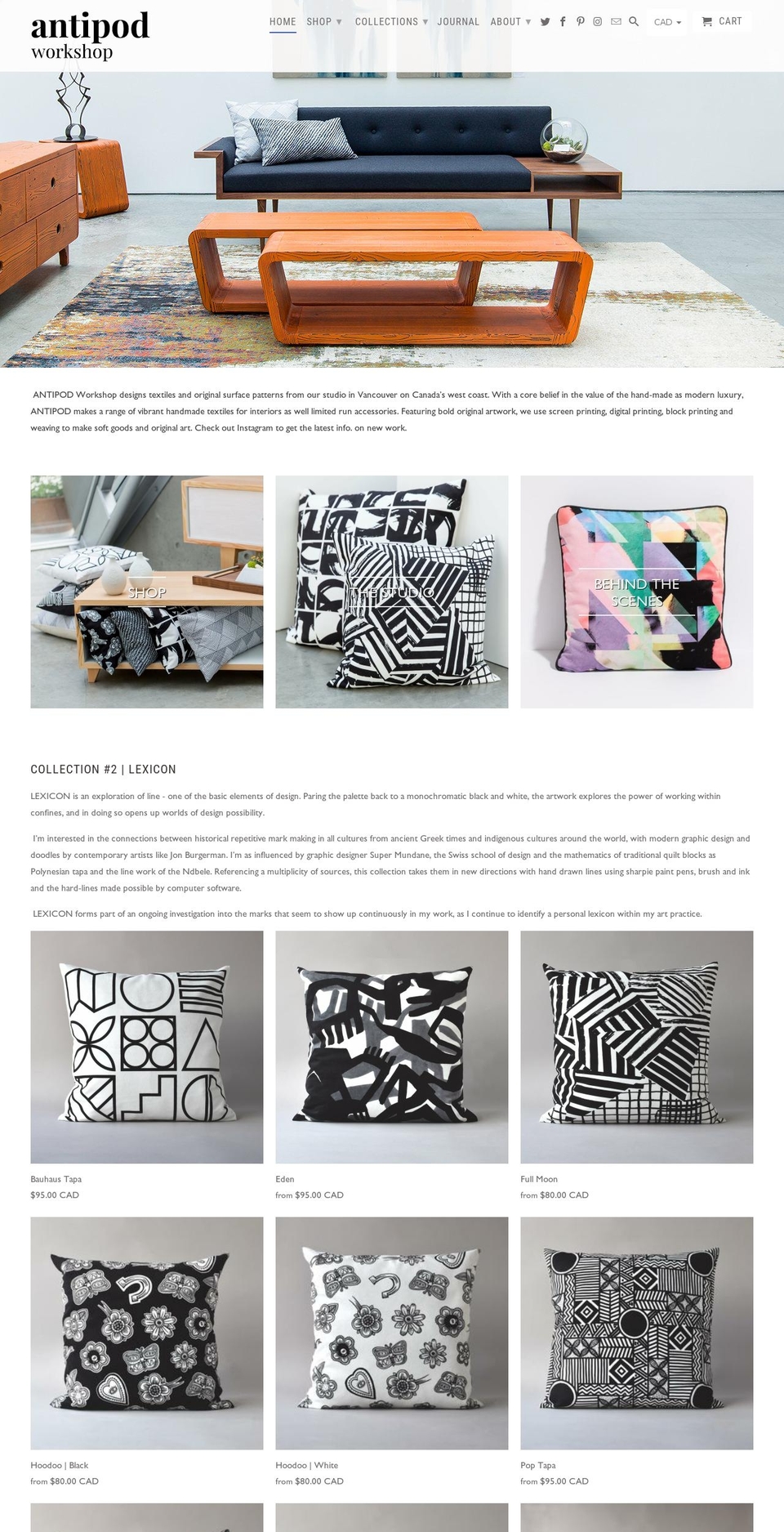 antipodworkshop.com — Shopify storefront screenshot