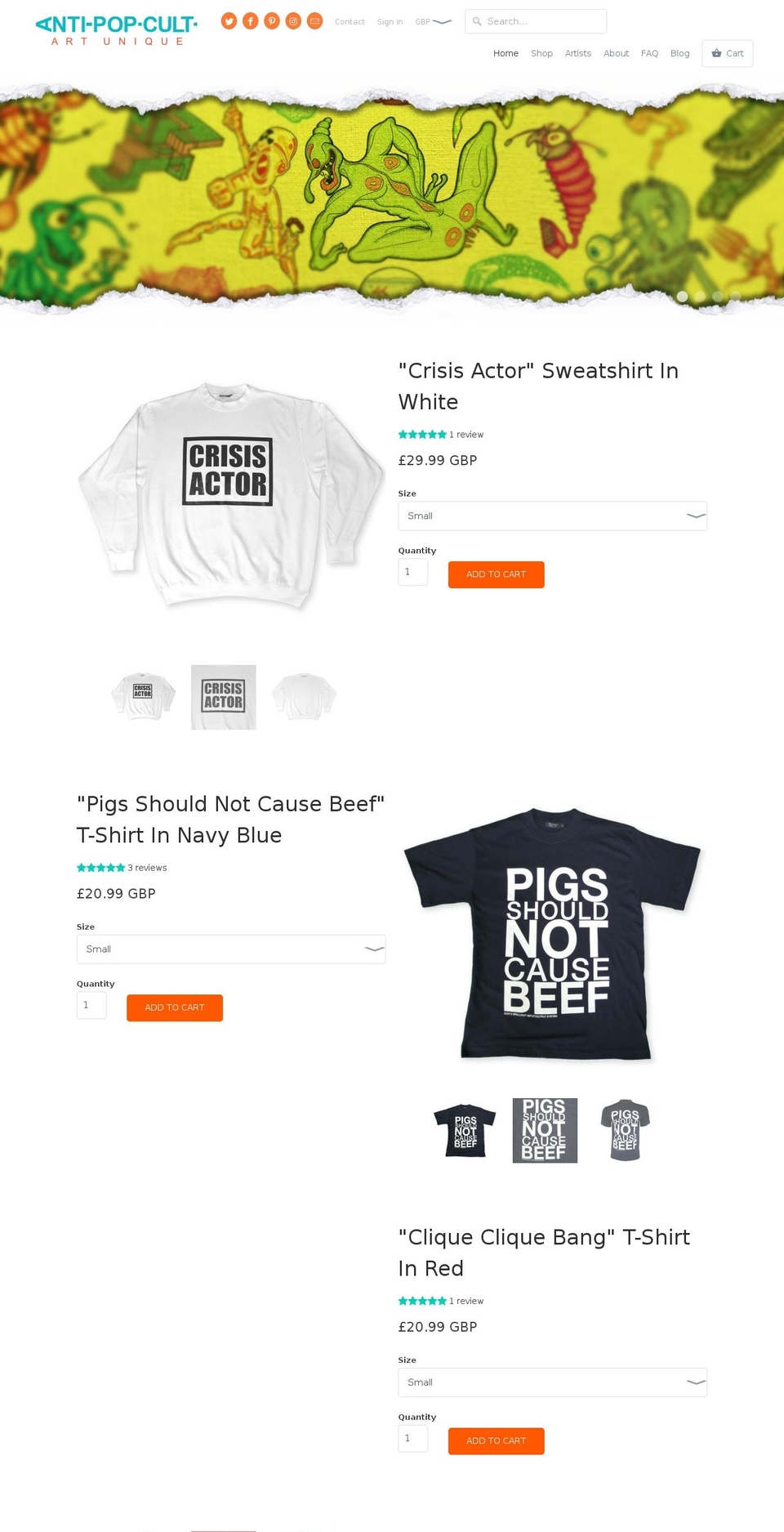 antipopcult.net shopify website screenshot