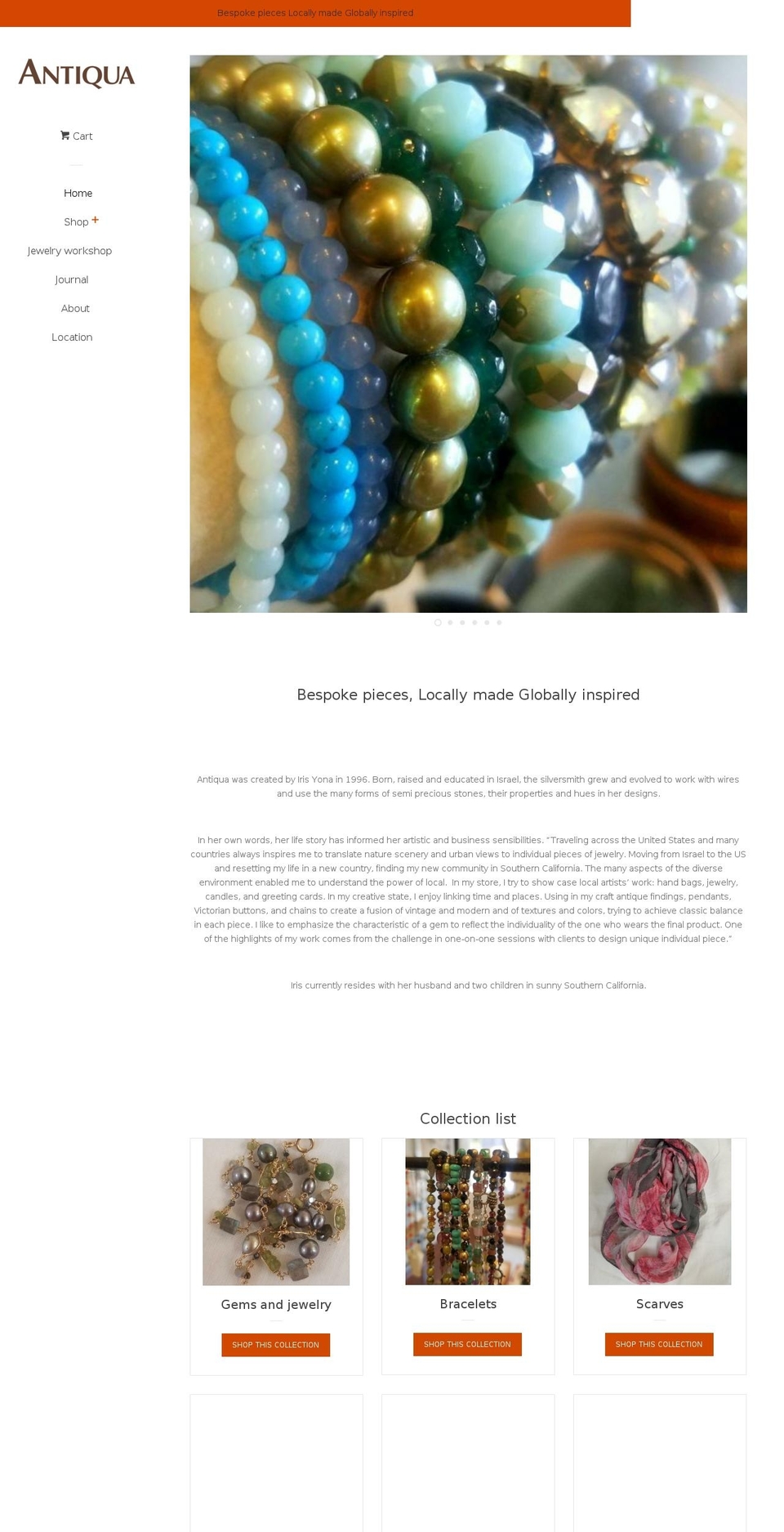 antiquajewelry.com shopify website screenshot