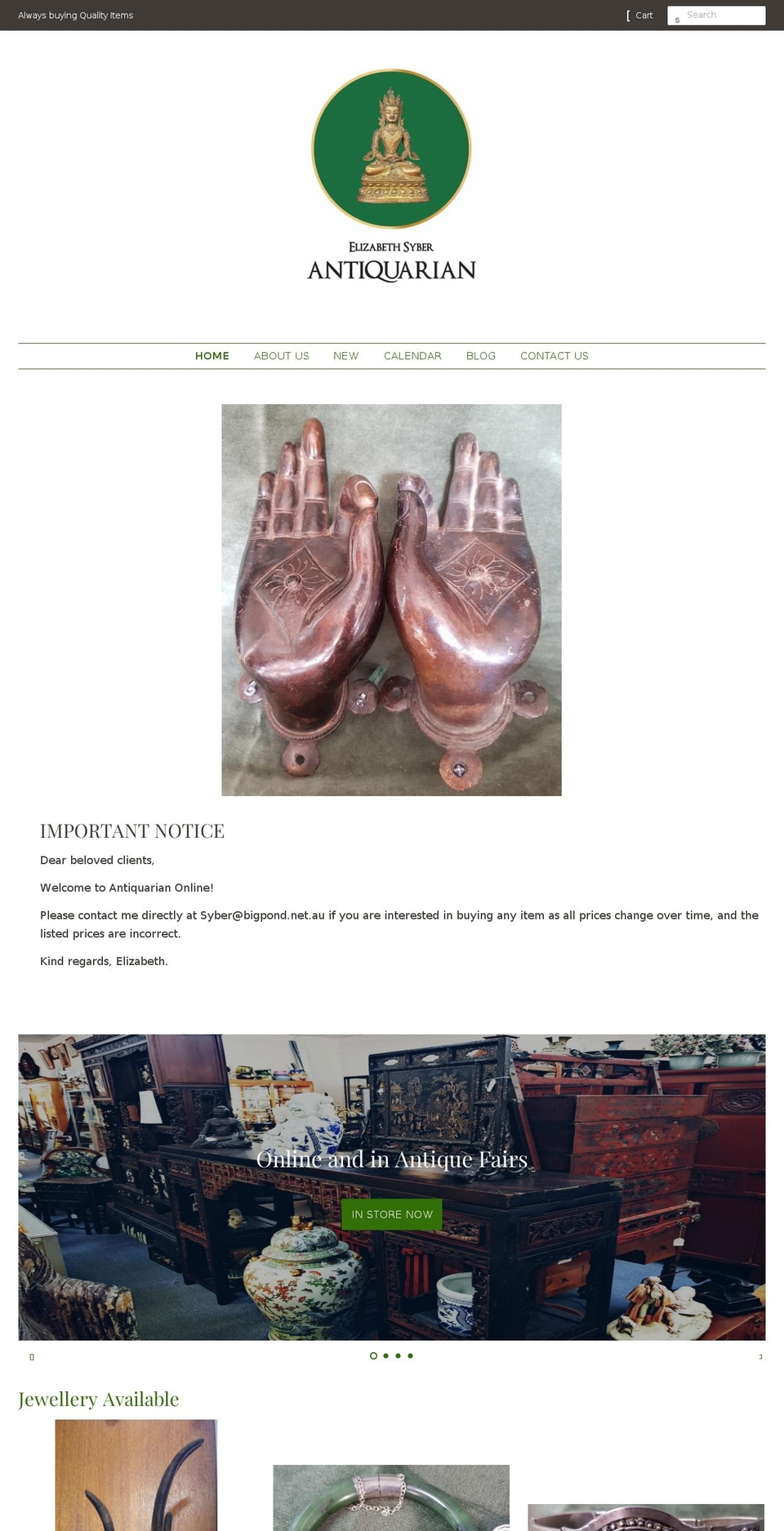 antiquarianonline.com.au shopify website screenshot