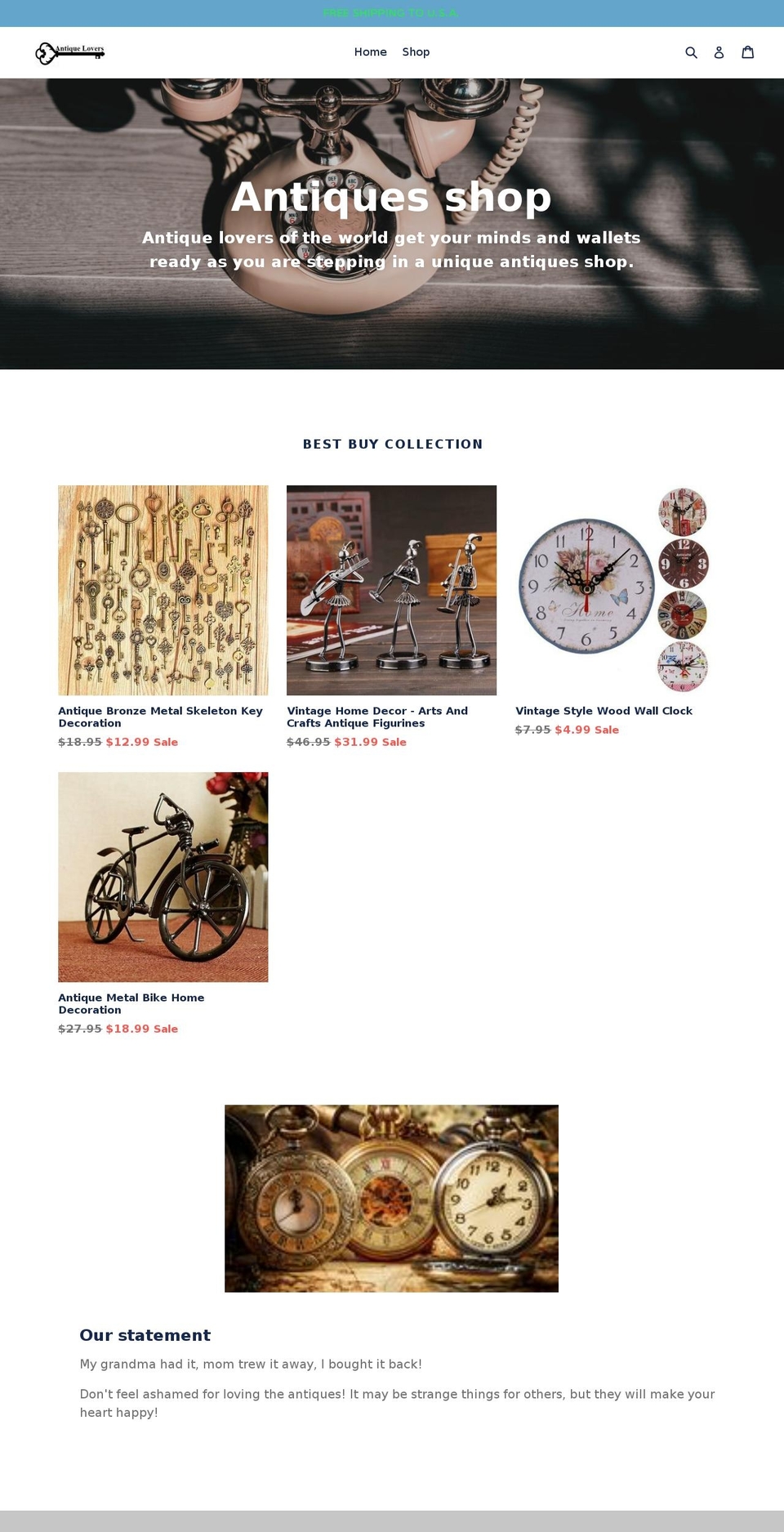 antique-lovers.com — Shopify storefront screenshot