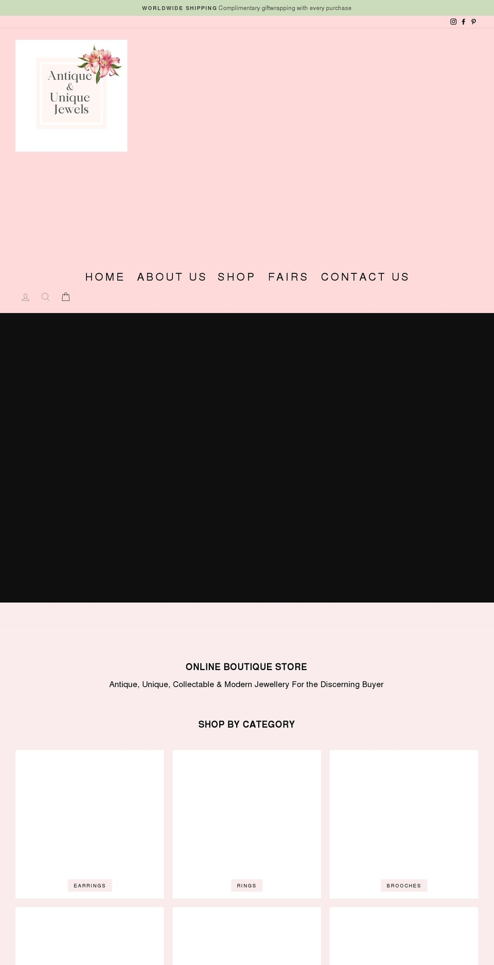 antiqueanduniquejewels.com shopify website screenshot