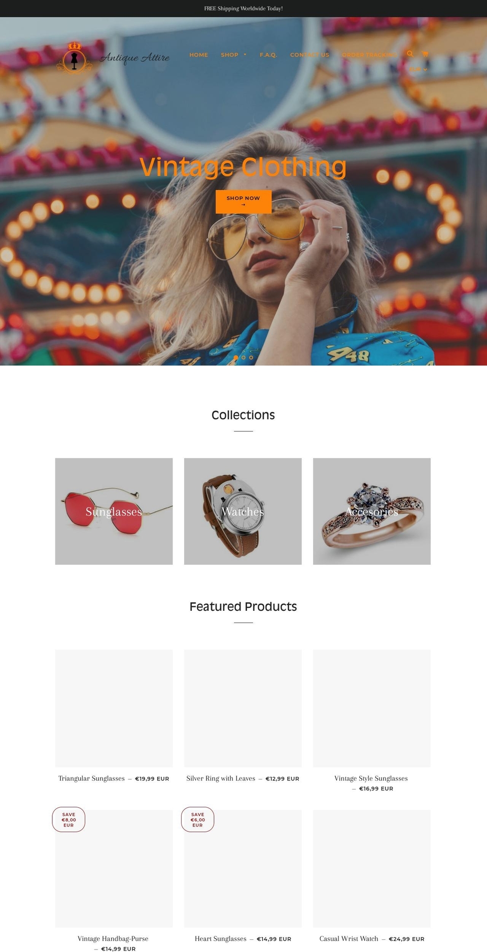antiqueattire.com — Shopify storefront screenshot