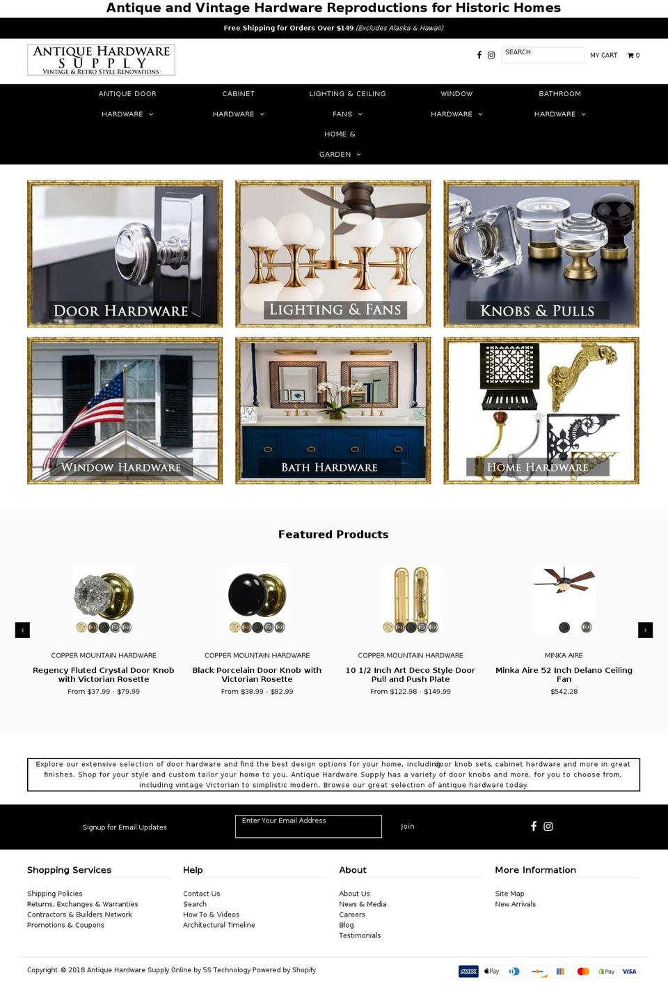 antiquehardwaresupply.com shopify website screenshot