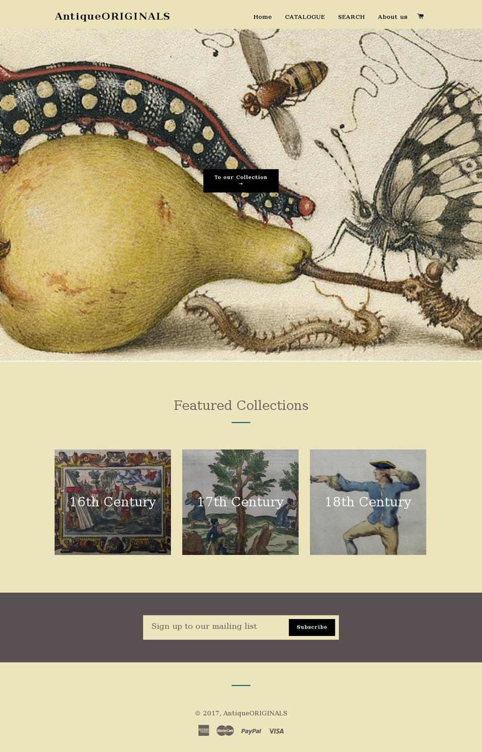 antiqueoriginalprints.com shopify website screenshot