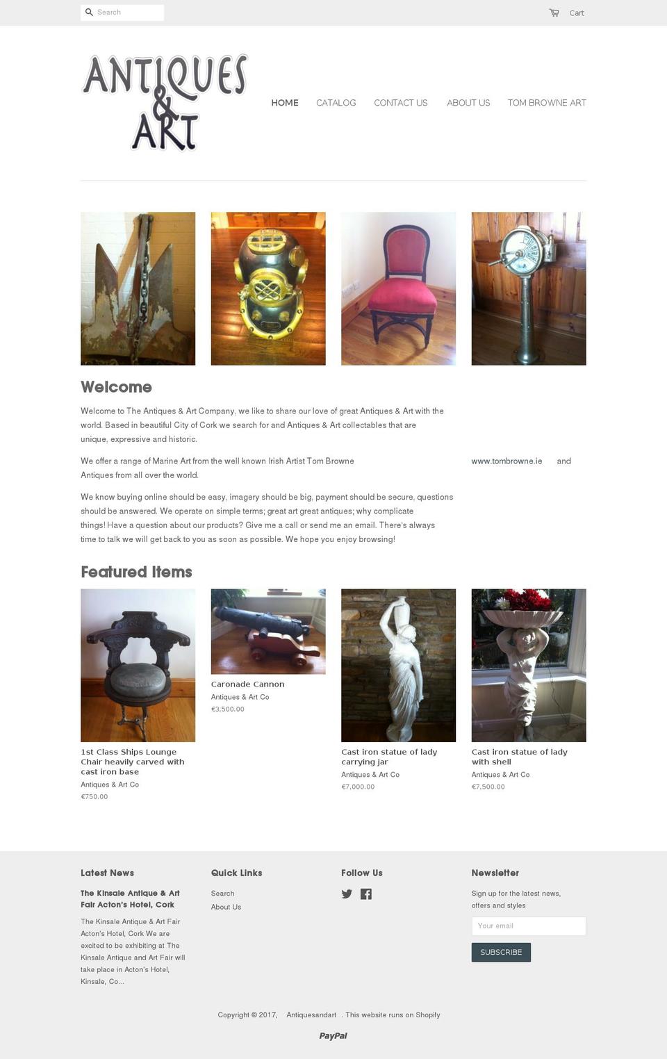 antiquesandart.org shopify website screenshot