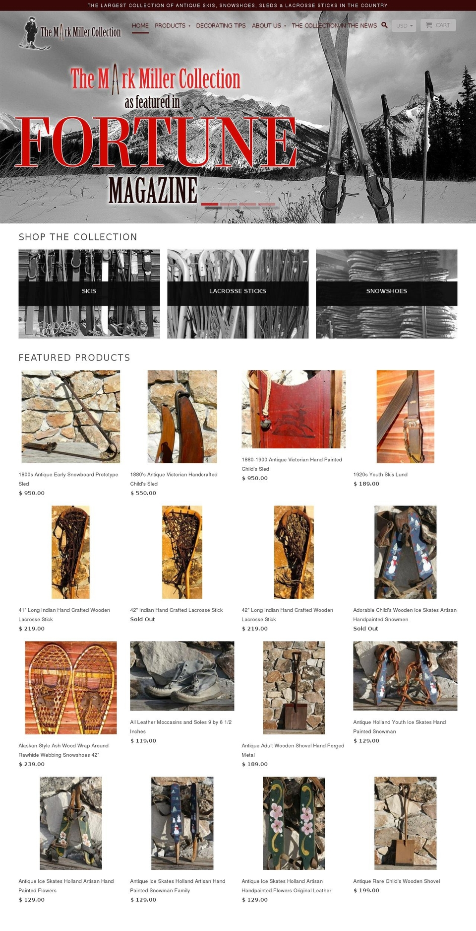 antiqueskis.com shopify website screenshot
