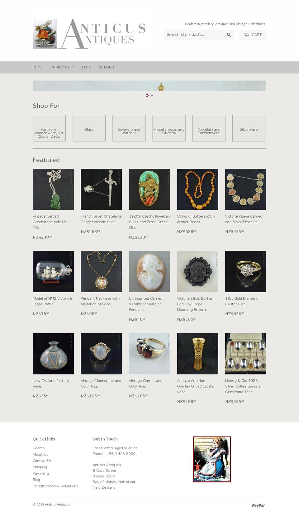 antiquesnewzealand.co shopify website screenshot