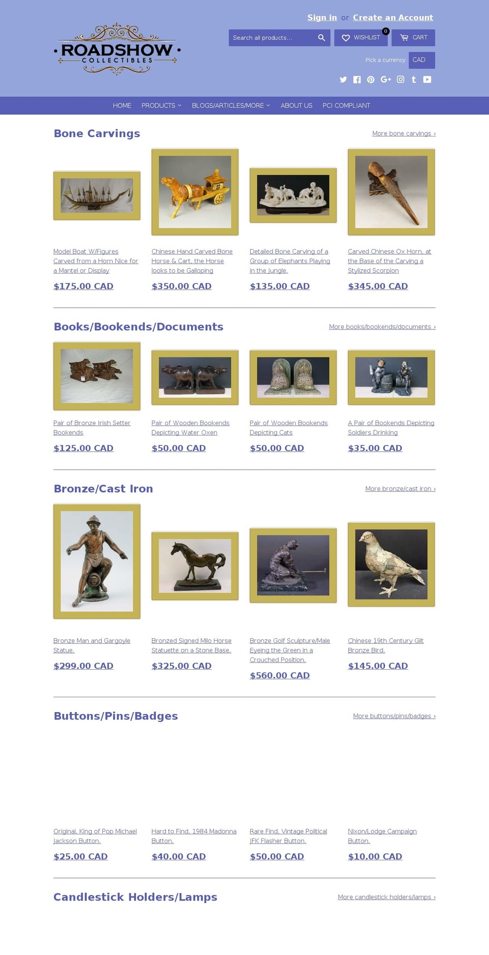 antiquesroadshow.ca shopify website screenshot
