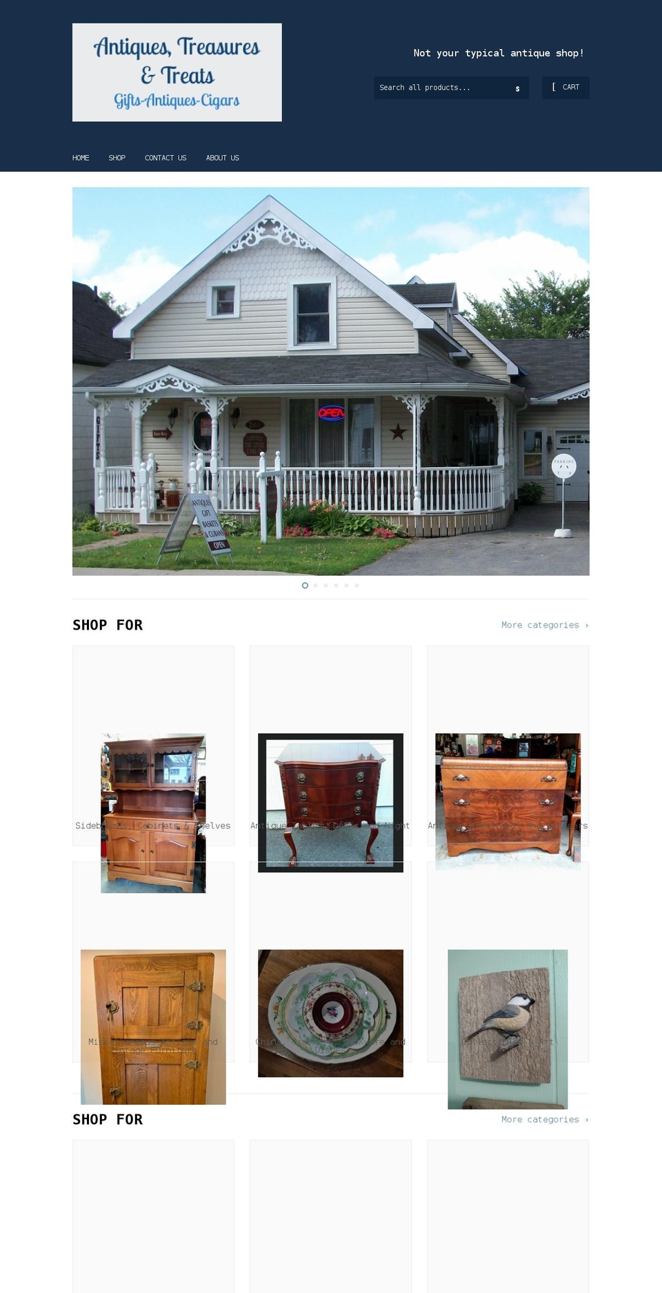 antiquestreasuresandtreats.ca shopify website screenshot