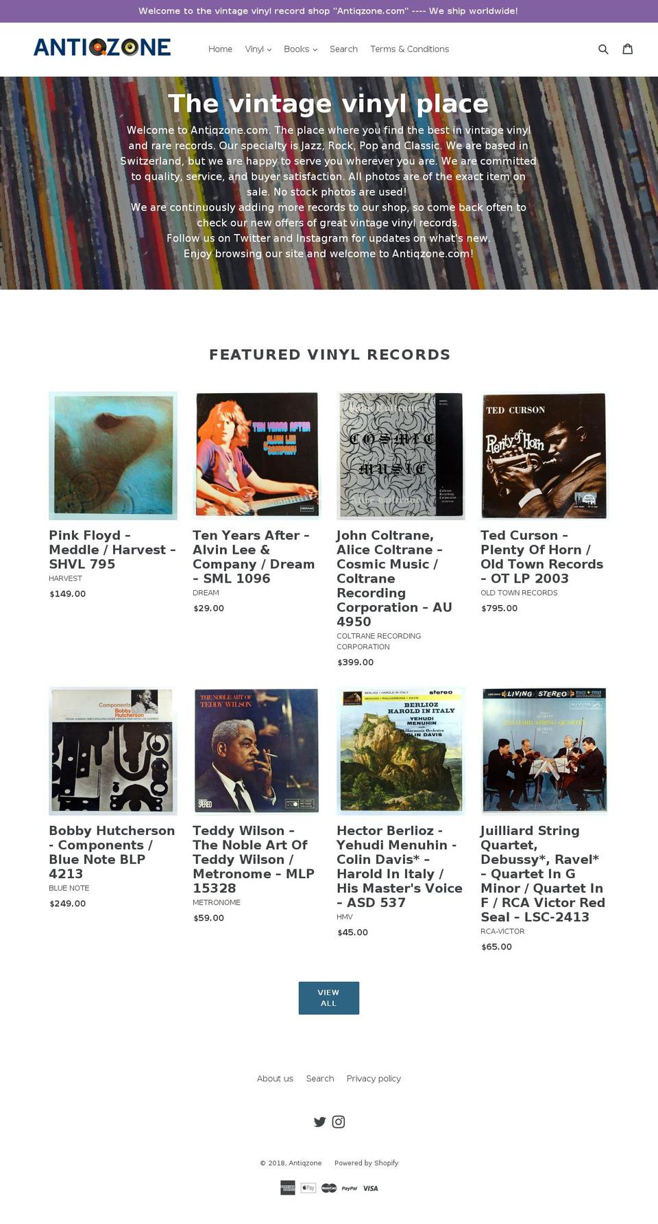 antiqzone.com — Shopify storefront screenshot