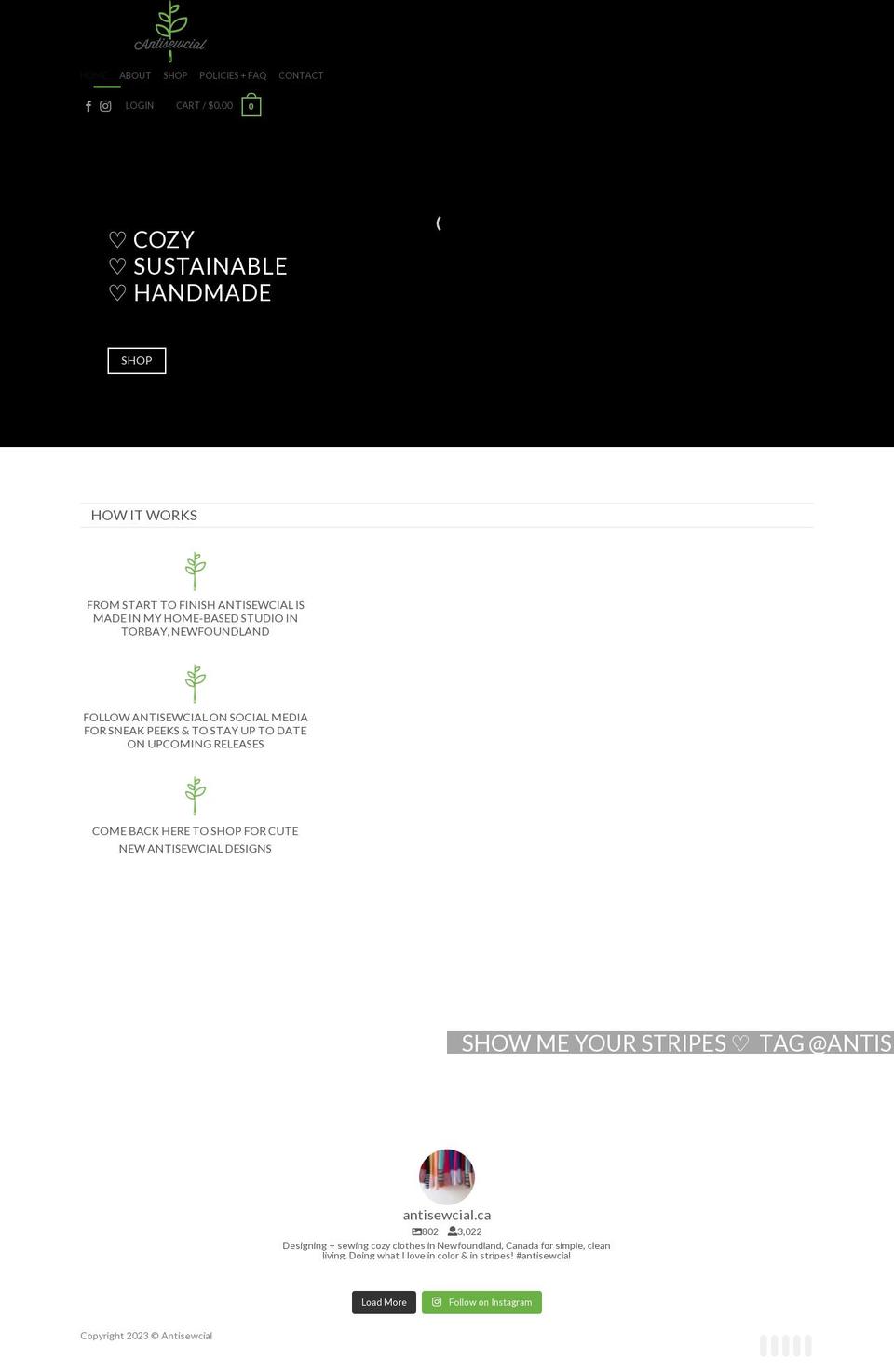 antisewcial.ca shopify website screenshot
