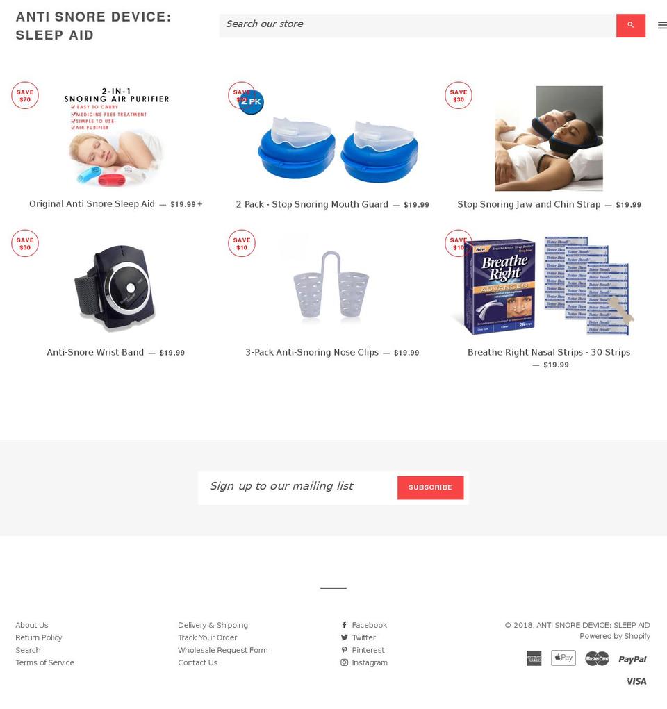 freeship-style-theme Shopify theme site example antisnoresleepaid.com