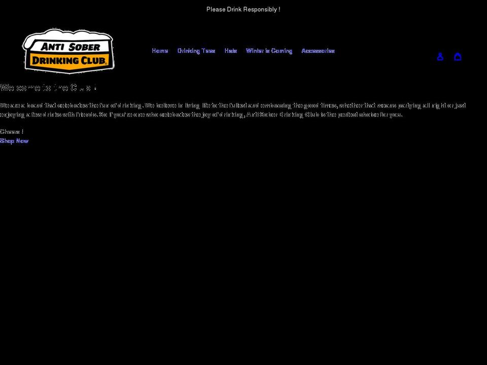 antisoberdrinkingclub.com shopify website screenshot