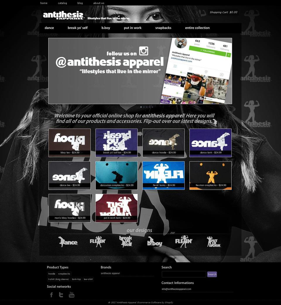 antithesisapparel.com shopify website screenshot