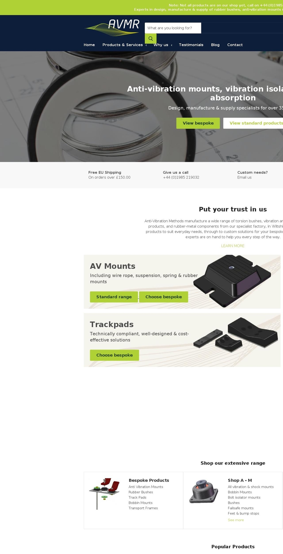 antivibrationmethods.com — Shopify storefront screenshot