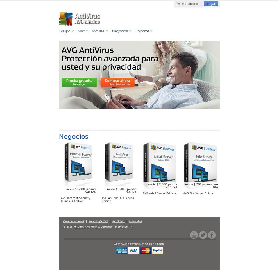 antivirusavg.com.mx shopify website screenshot