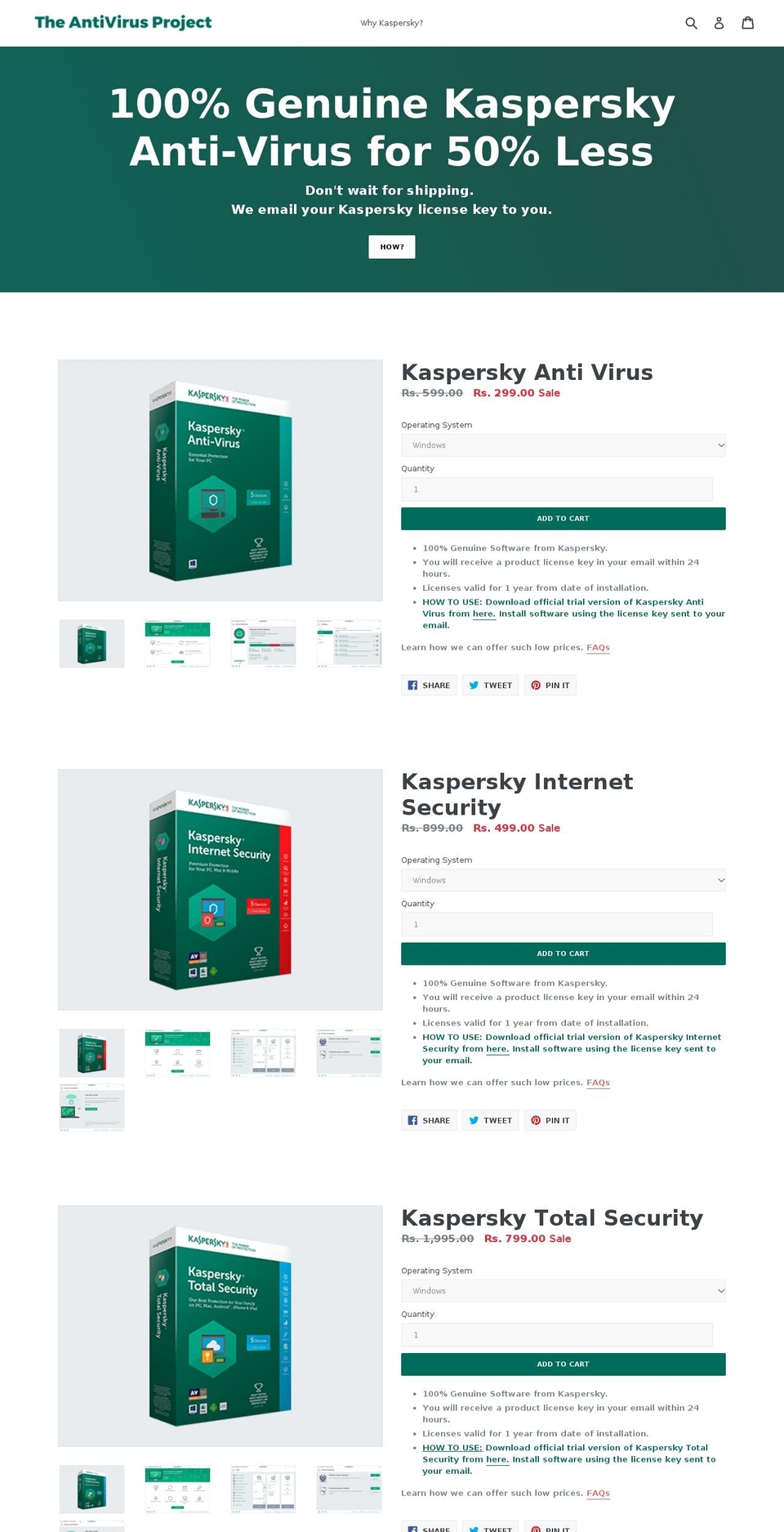 antivirusproject.com — Shopify storefront screenshot
