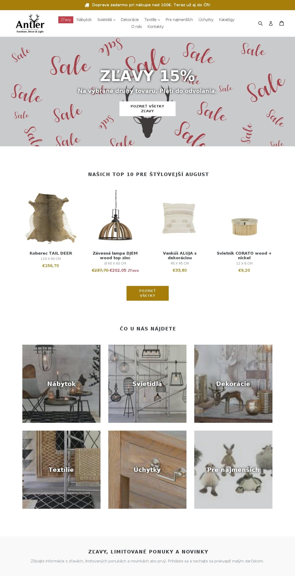 antler.sk shopify website screenshot