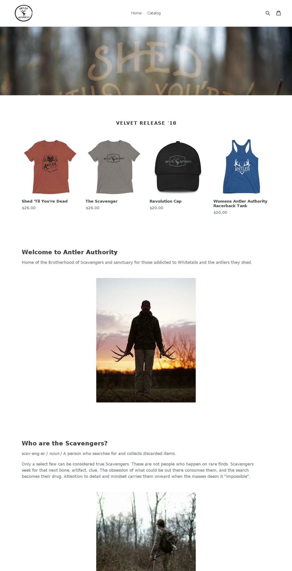 antlerauthority.com — Shopify storefront screenshot