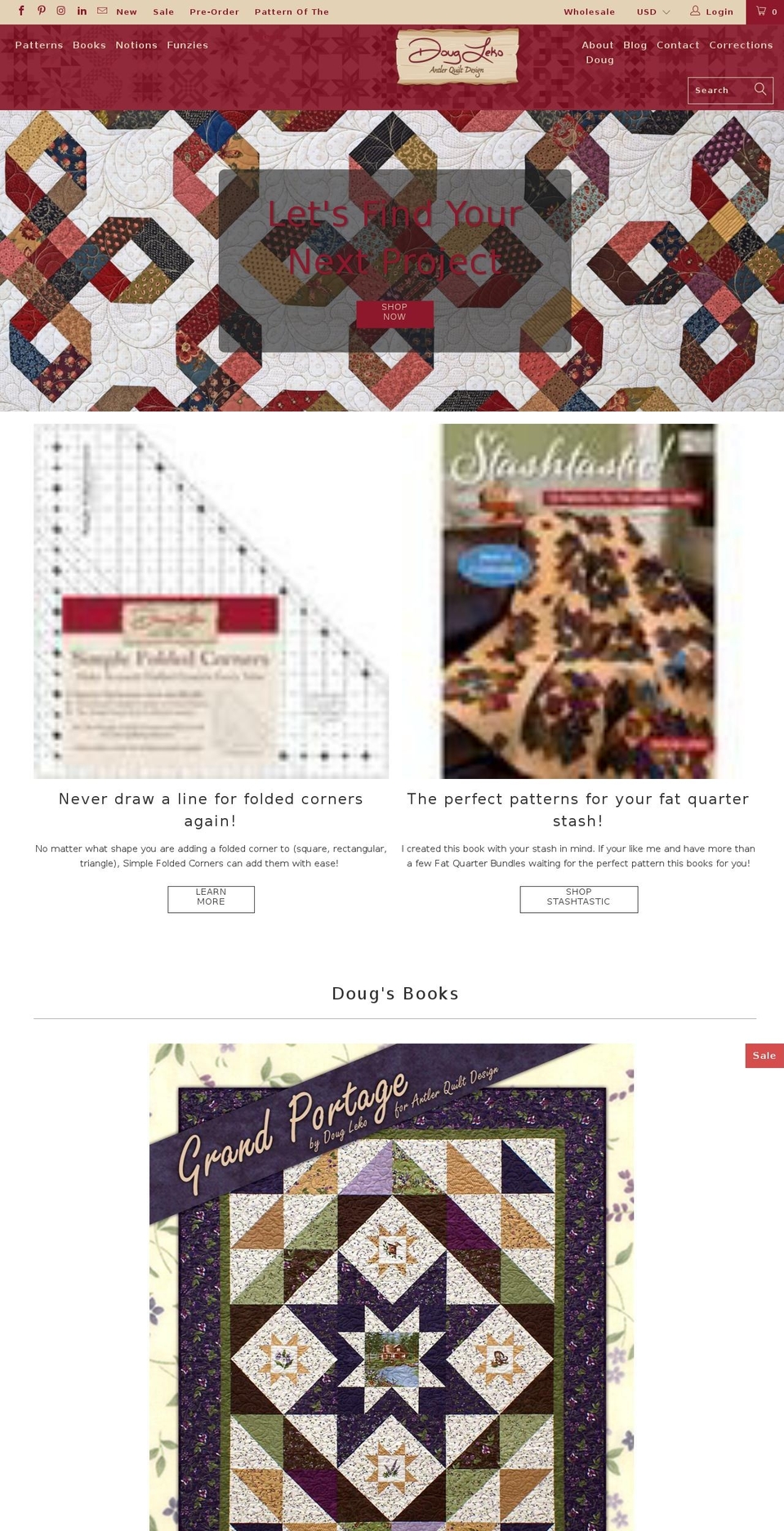 Antler Quilt Design Shopify theme site example antlerquiltdesign.com